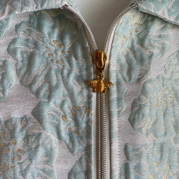 NWOT Draper's & Damon's Jacquard Blazer Green Gold US Women's Petite Size PL - Picture 5 of 7